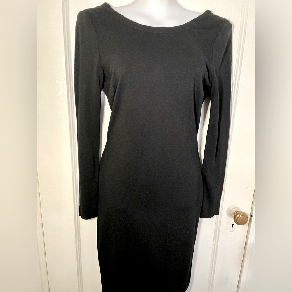 Banana Republic Ponte Knit V-Back Dress Zipper Accent - Size 0